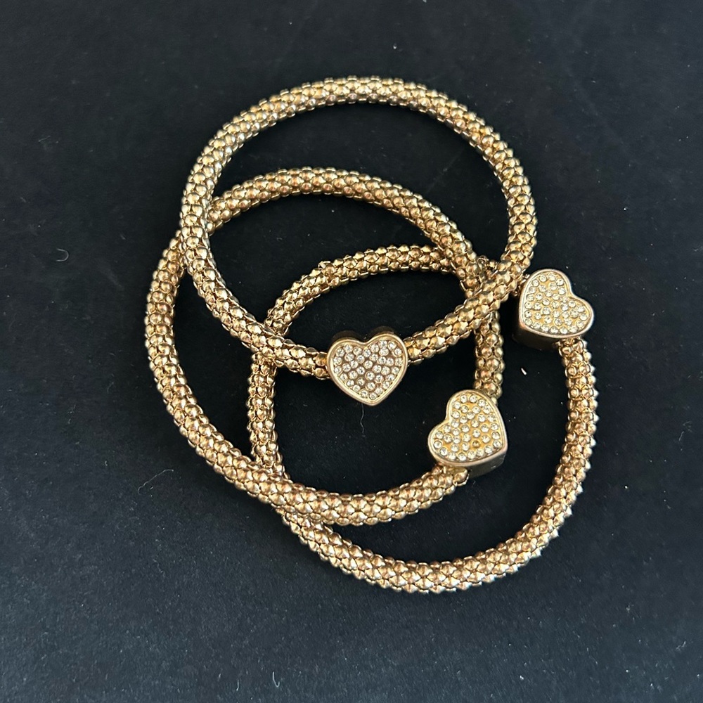 Gold Heart Stretch Bracelet Set - Women Jewelry